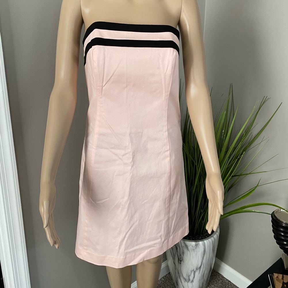 Pink and Black Strapless Dress
